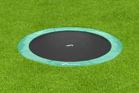 Akrobat 12ft Round Primus Flat In-Ground Trampoline – Green (Green Pad with Black Jump Mat)