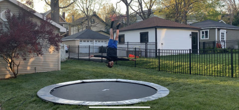 Image of Akrobat 12ft Round Primus Flat In-Ground Trampoline – Anthracite Grey (Grey Pad and Black Jump Mat)