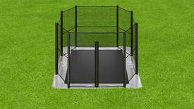 Akrobat 14ft x 10ft Primus Flat In-Ground Trampoline – Grey (Grey Pad with Black Jump Mat)