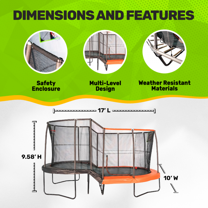 JumpKing 10'x17' Multi-Level Oval Trampoline